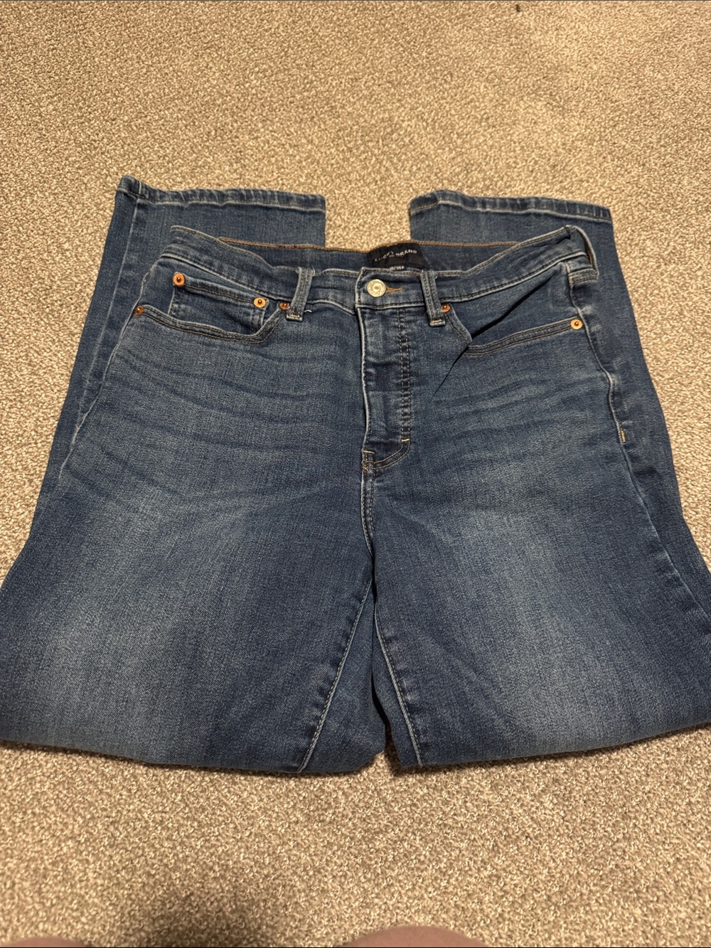 Lucky Brand Zoe High Rise Straight-Leg Jeans in Dark Blue Wash